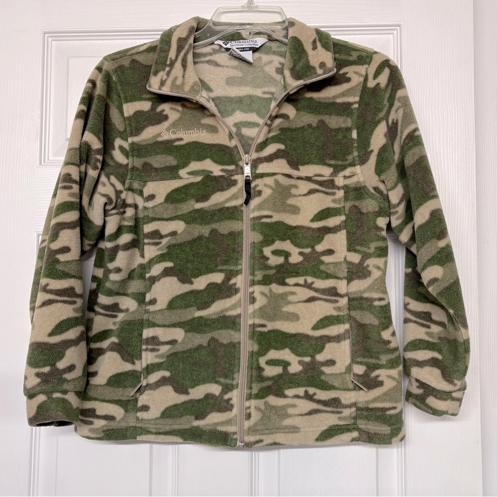 Columbia Camo Camoflauge Zip Front Fleece Jacket Sz 10-12